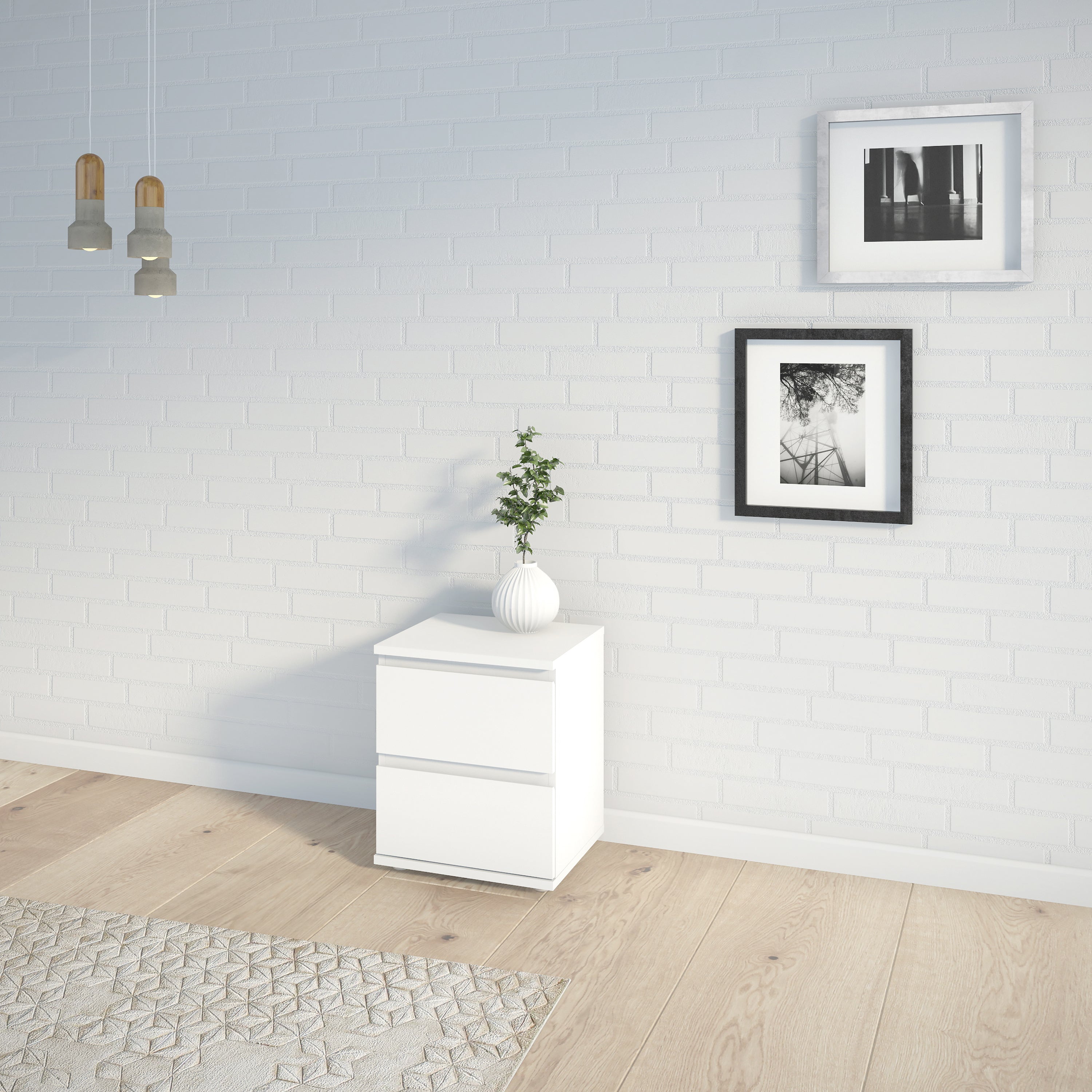 Nova Bedside 2 Drawer in White – FTG, view 5