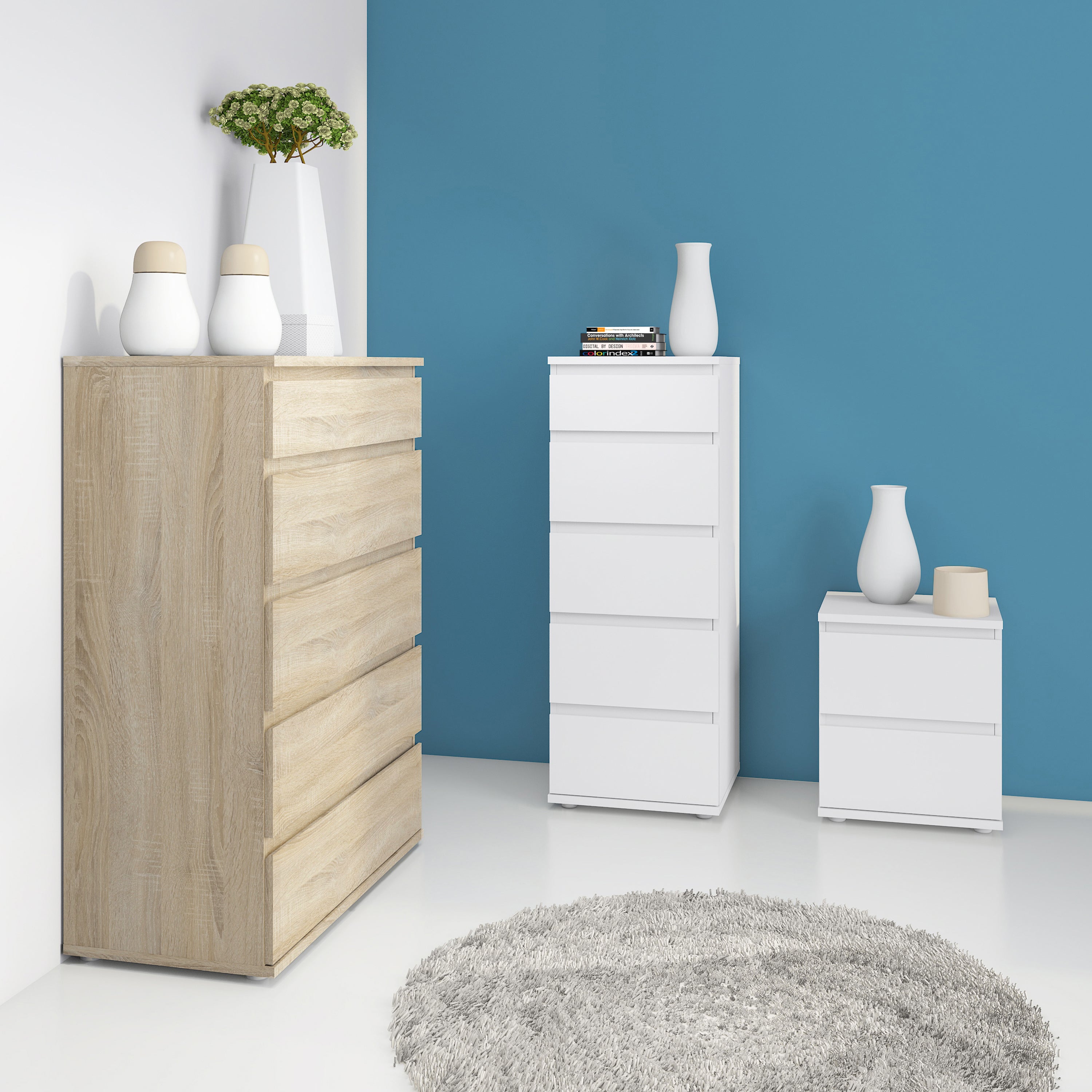 Nova Bedside 2 Drawer in White – FTG, view 6