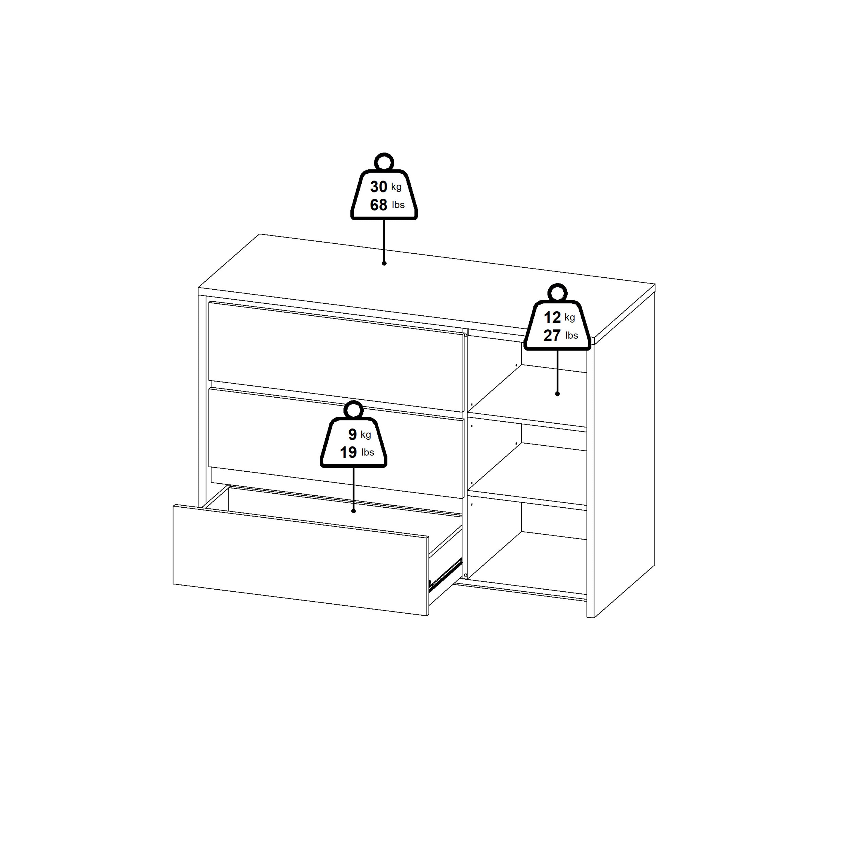 Next Sideboard with 1 door and 3 drawers White – FTG, view 9