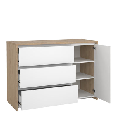 Next Sideboard with 1 door and 3 drawers Jackson Hickory White high gloss – FTG, view 5