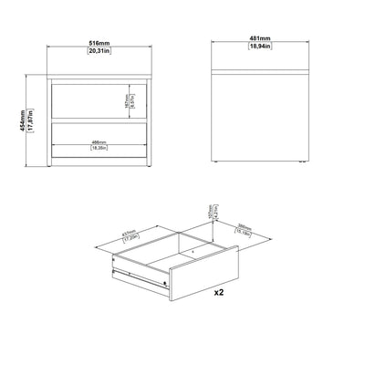 Next Nightstand 2 drawers White – FTG, view 10