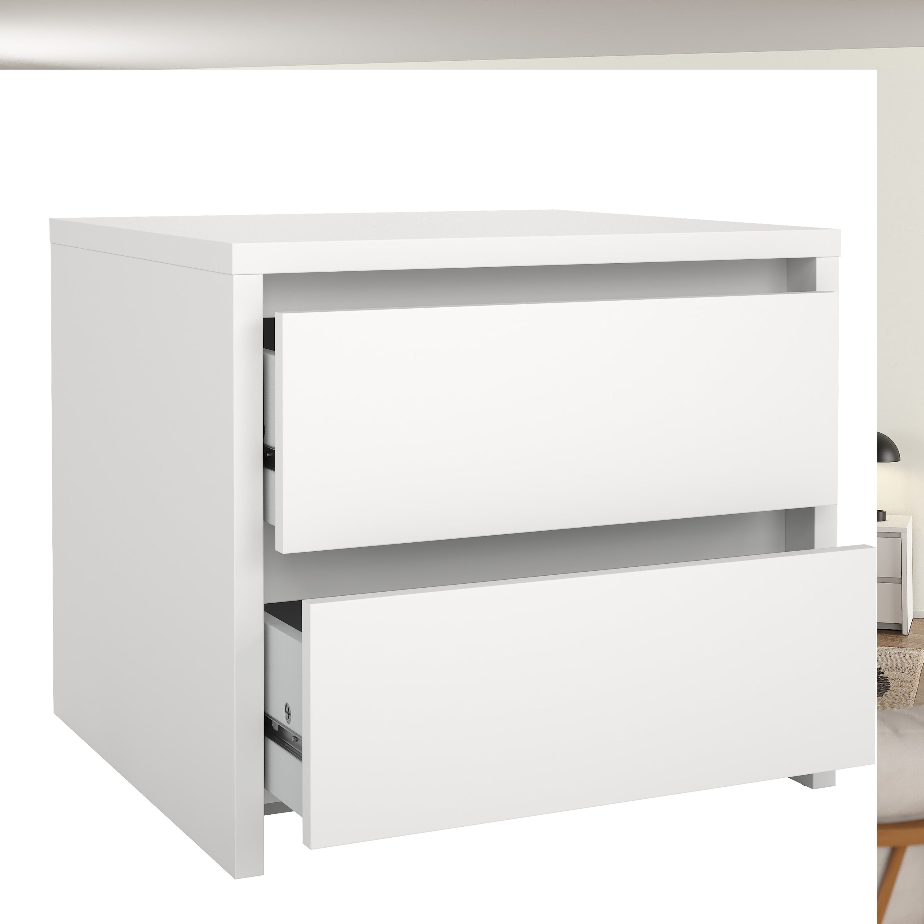 Next Nightstand 2 drawers White – FTG, view 5