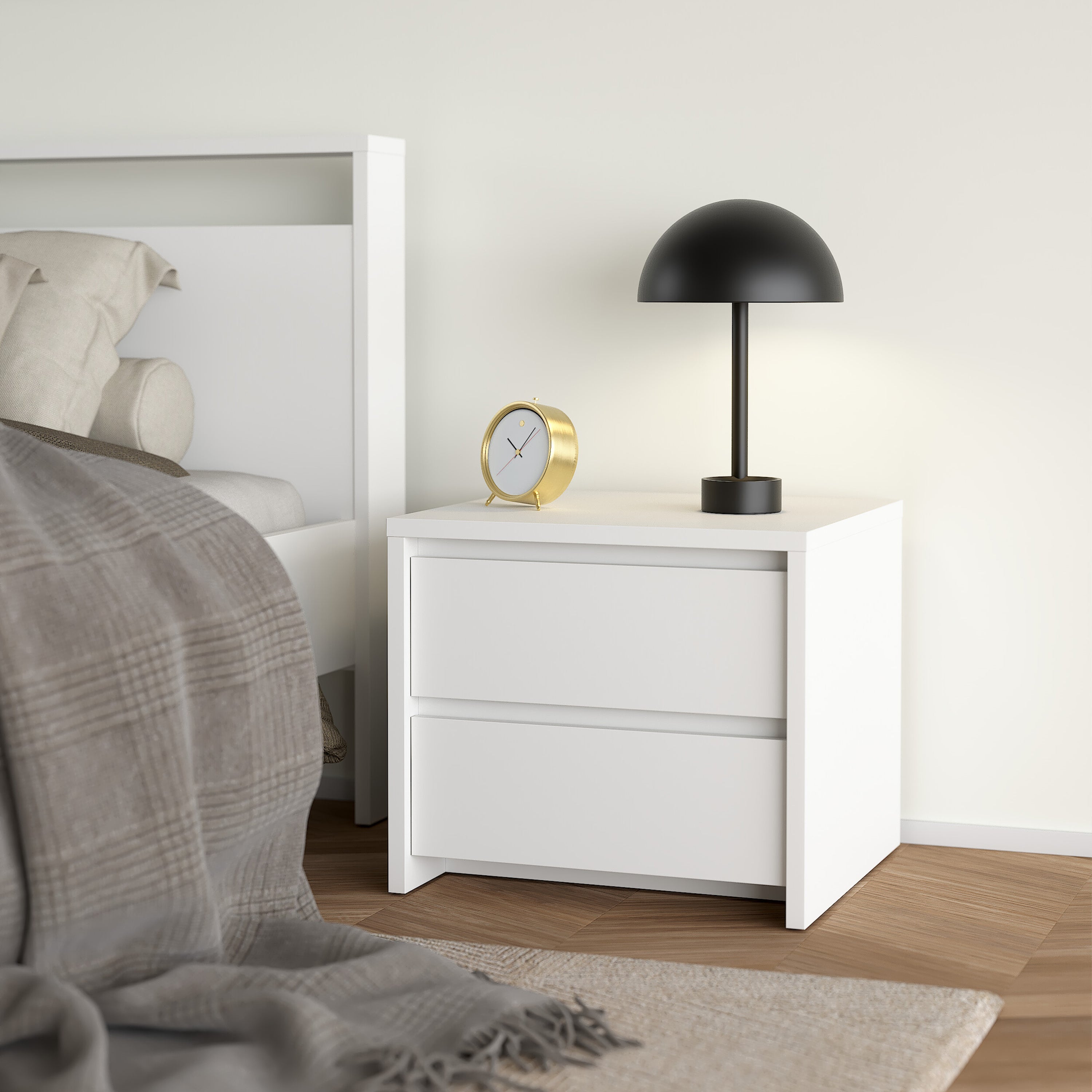 Next Nightstand 2 drawers White – FTG, view 7