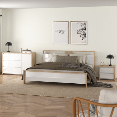 Next Nightstand 2 drawers Jackson Hickory White high gloss – FTG, view 6