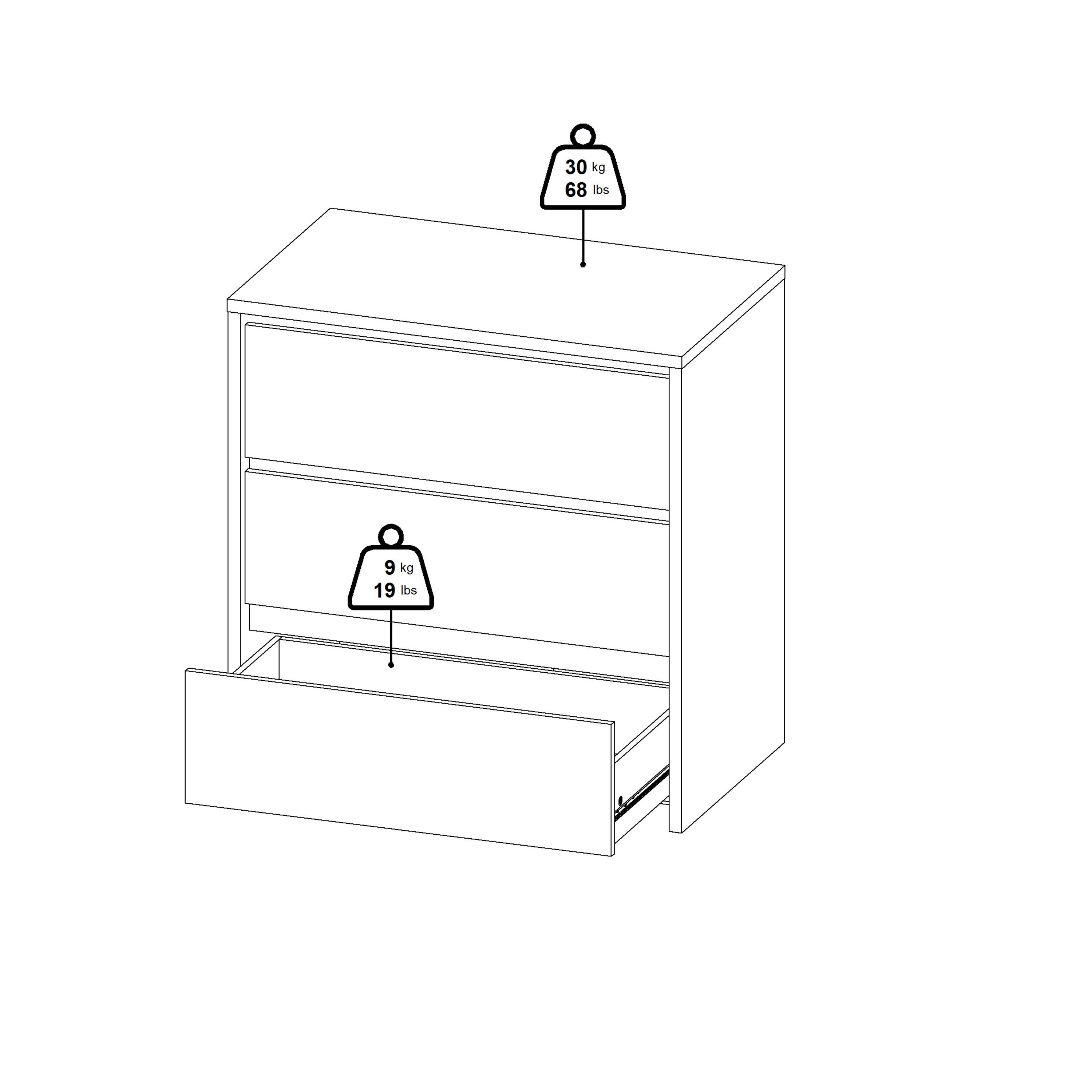 Next Chest 3 drawers Jackson Hickory White high gloss – FTG, view 12