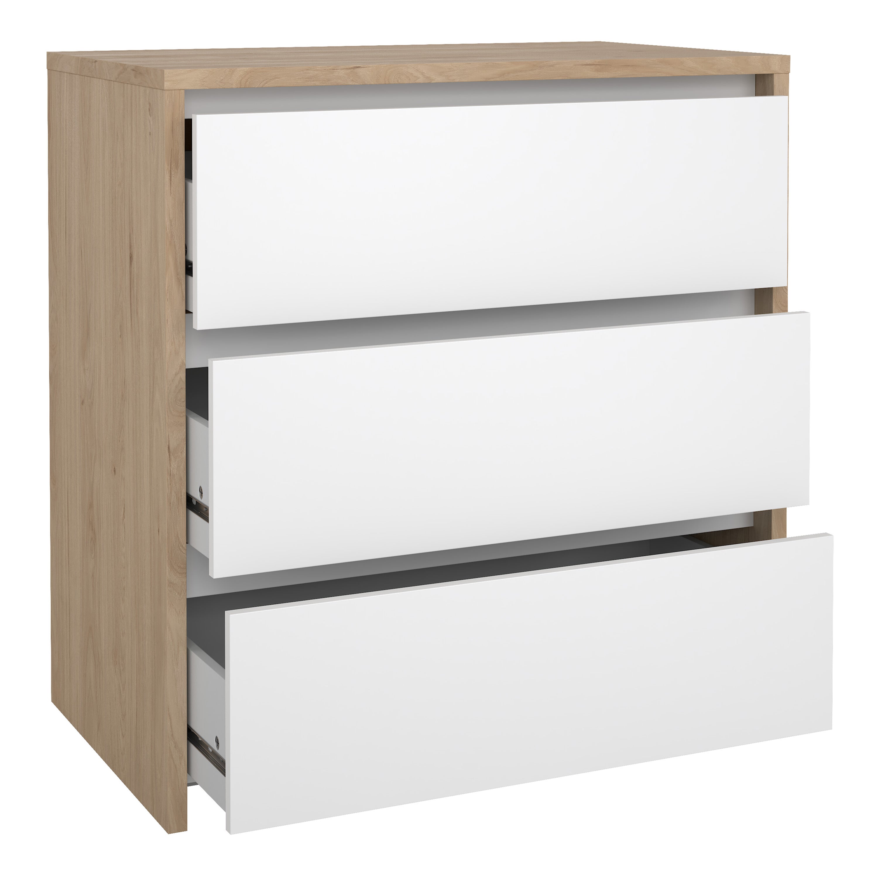 Next Chest 3 drawers Jackson Hickory White high gloss – FTG, view 5