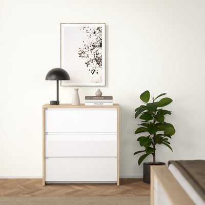 Next Chest 3 drawers Jackson Hickory White high gloss – FTG, view 7
