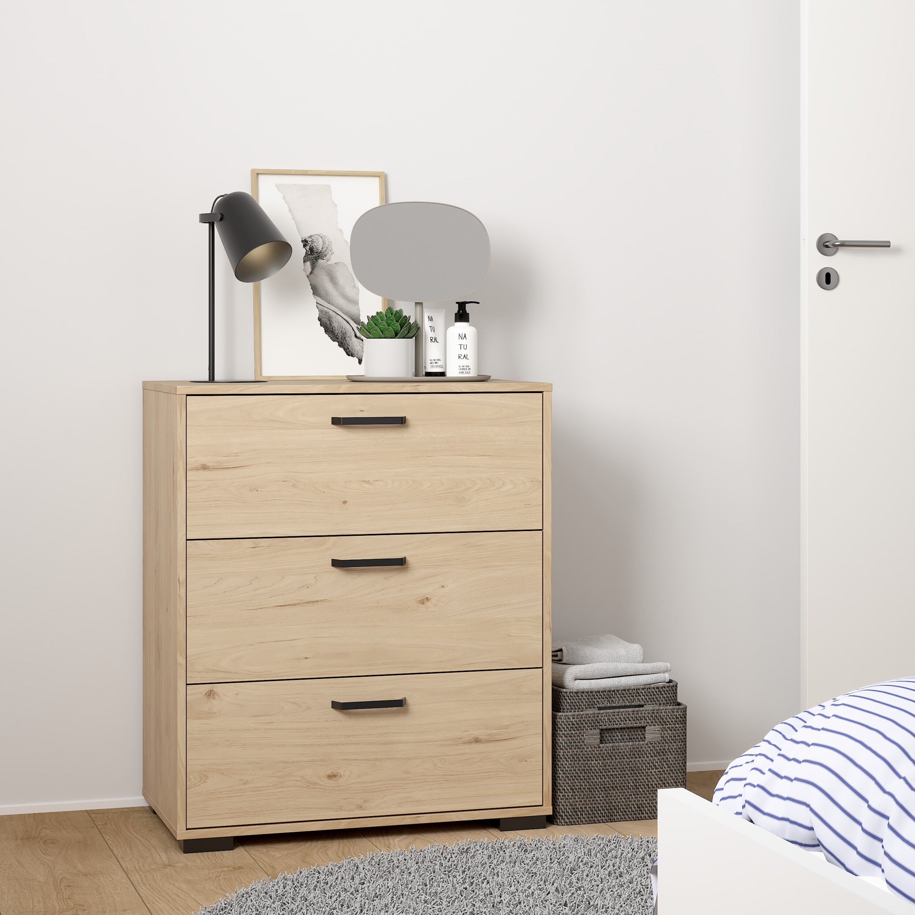 Sofia Chest 3 drawers Jackson Hickory – FTG, view 7