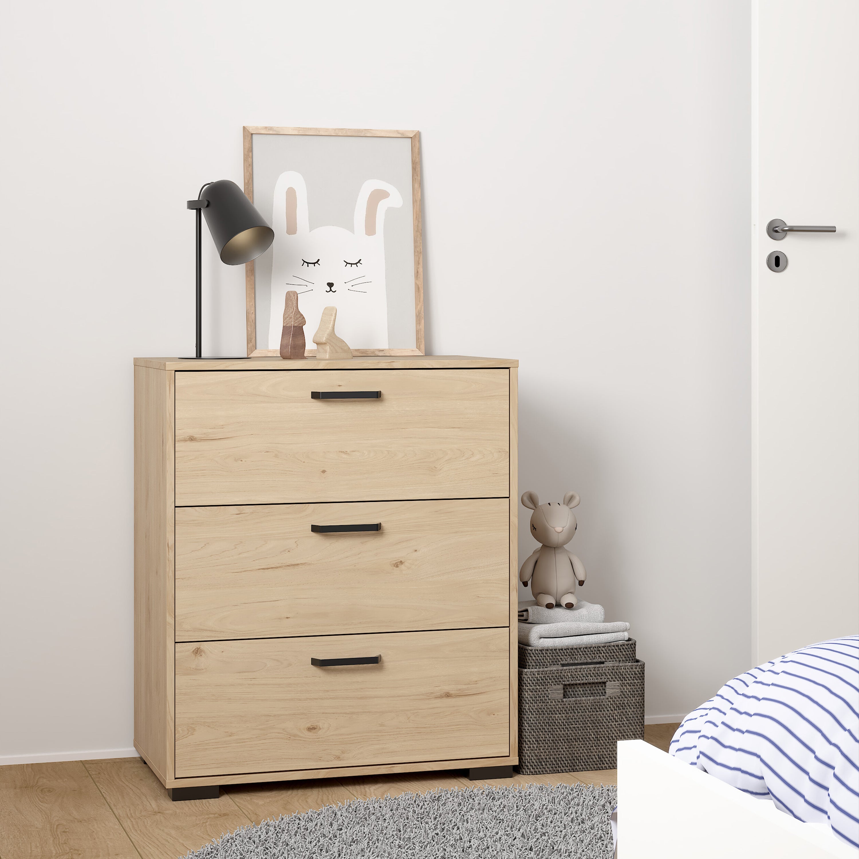 Sofia Chest 3 drawers Jackson Hickory – FTG, view 8