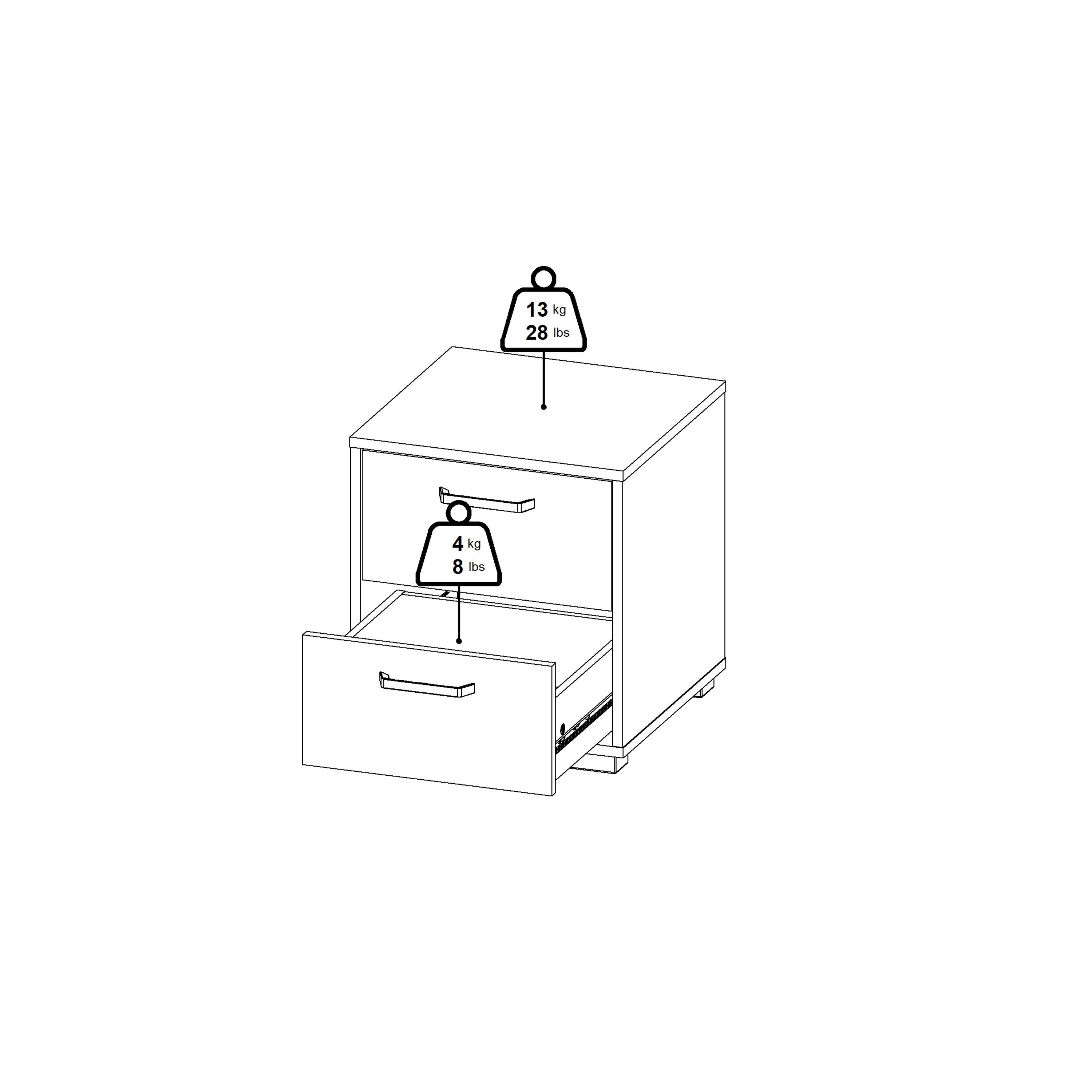Sofia Nightstand 2 drawers White – FTG, view 16