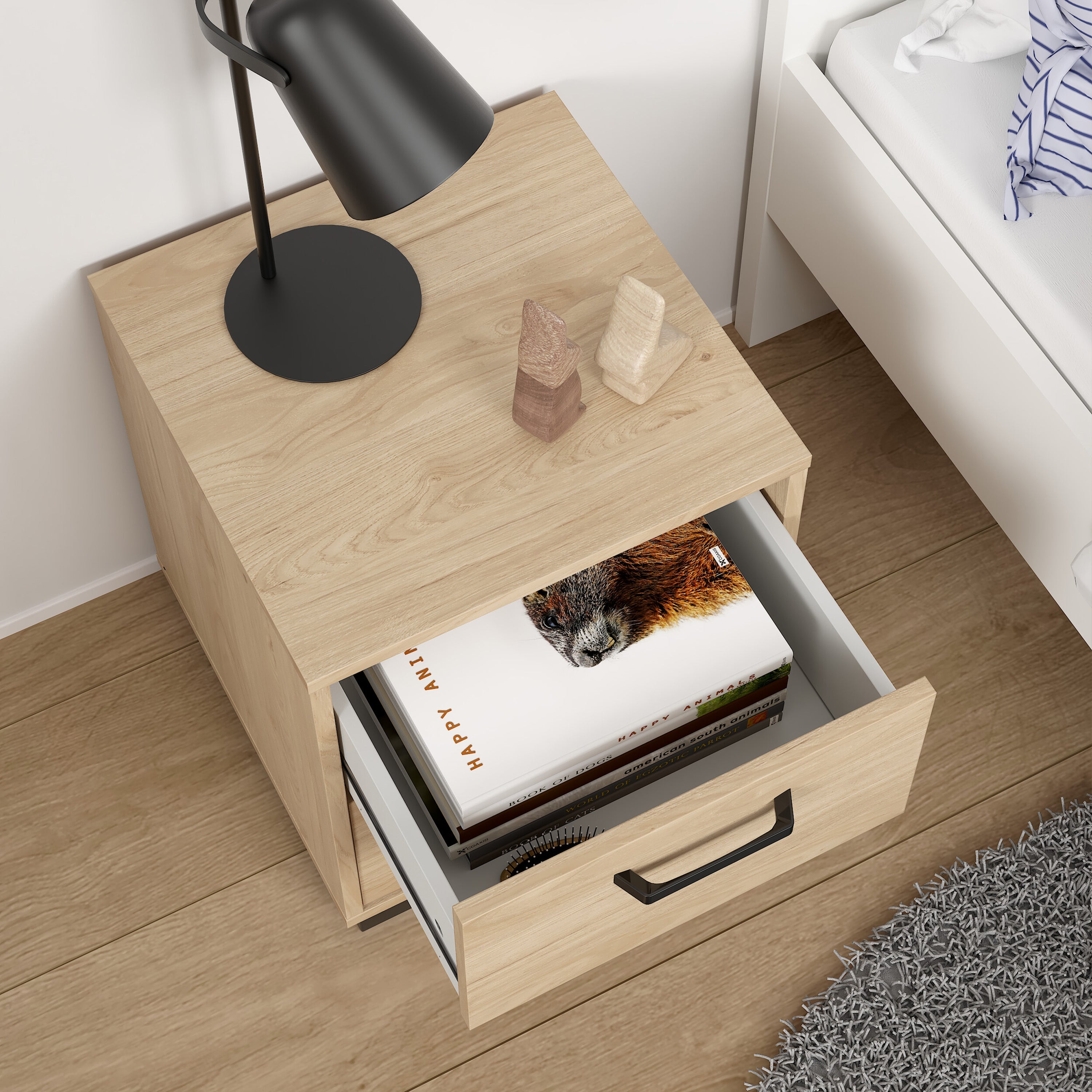 Sofia Nightstand 2 drawers Jackson Hickory – FTG, view 11