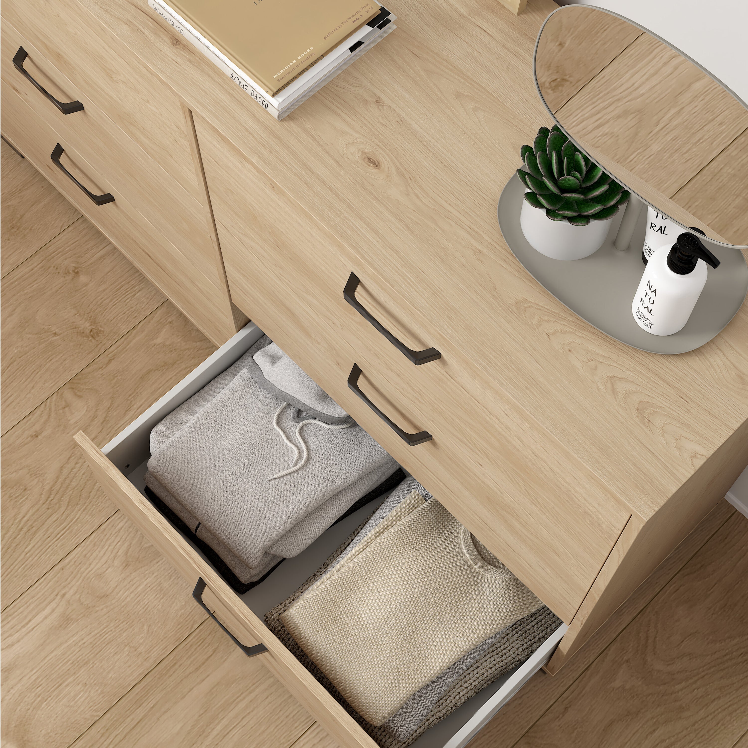 Sofia Double dresser 6 drawers Jackson Hickory – FTG, view 8