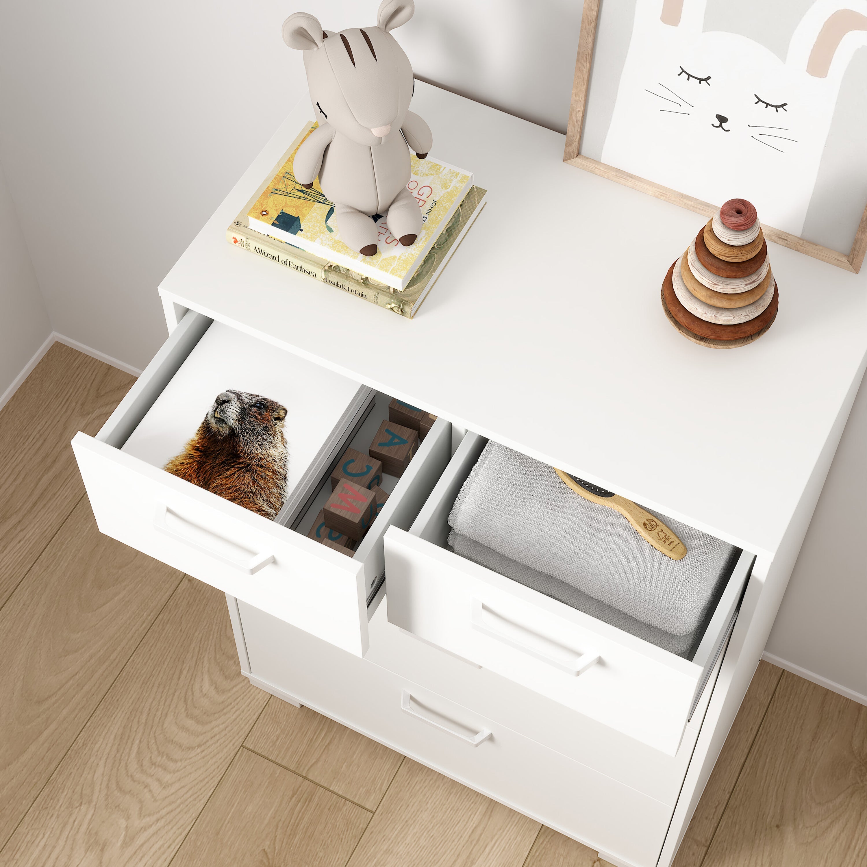 Sofia Chest 3 + 2 drawers White – FTG, view 11