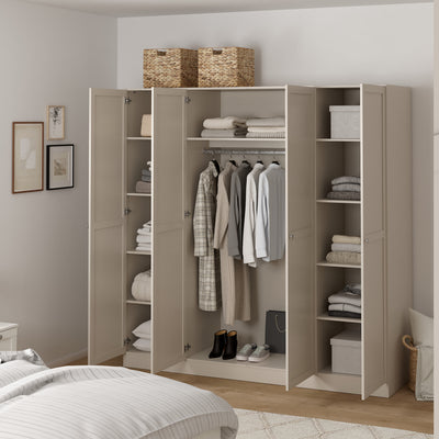 Brande Wardrobe with 4 Frame Doors in Cashmere