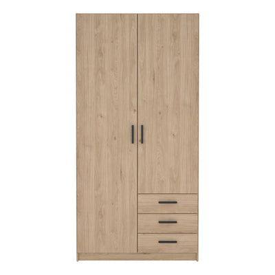 Sprint Wardrobe with 2 Doors + 3 Drawers in Jackson Hickory