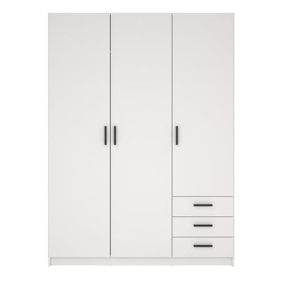 Sprint Wardrobe with 3 Doors + 3 Drawers in White