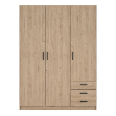 Sprint Wardrobe with 3 Doors + 3 Drawers in Jackson Hickory