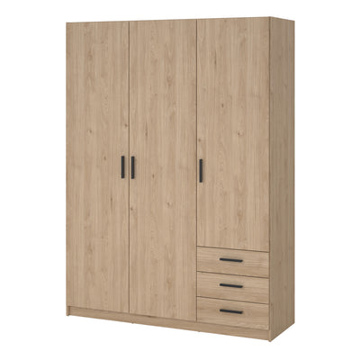 Sprint Wardrobe with 3 Doors + 3 Drawers in Jackson Hickory
