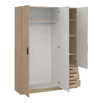 Sprint Wardrobe with 3 Doors + 3 Drawers in Jackson Hickory