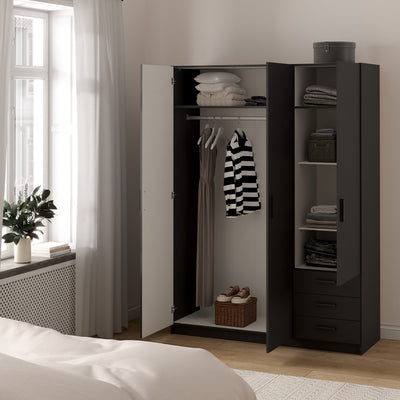 Sprint Wardrobe with 3 Doors + 3 Drawers in Matt Grey