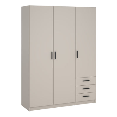 Sprint Wardrobe with 3 Doors + 3 Drawers in Cashmere