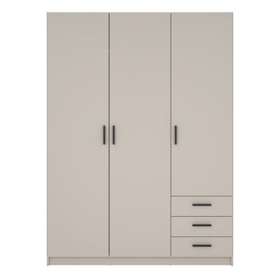 Sprint Wardrobe with 3 Doors + 3 Drawers in Cashmere