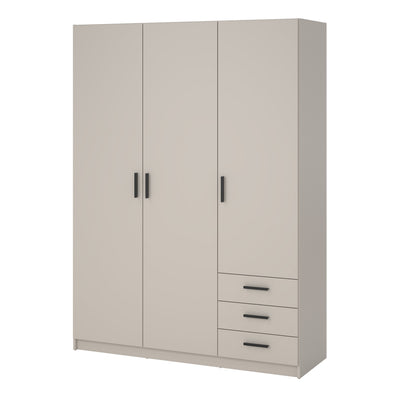 Sprint Wardrobe with 3 Doors + 3 Drawers in Cashmere