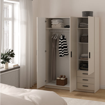 Sprint Wardrobe with 3 Doors + 3 Drawers in Cashmere