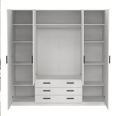 Sprint Wardrobe with 4 Doors + 3 Drawers in White