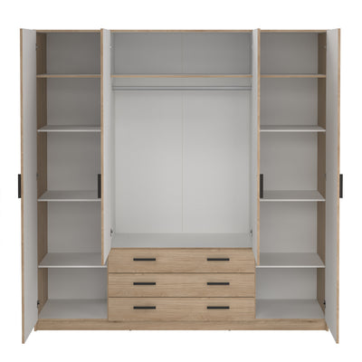 Sprint Wardrobe with 4 Doors + 3 Drawers in Jackson Hickory
