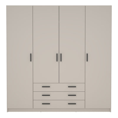 Sprint Wardrobe with 4 Doors + 3 Drawers in Cashmere
