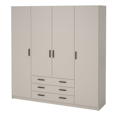 Sprint Wardrobe with 4 Doors + 3 Drawers in Cashmere