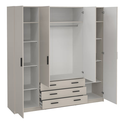 Sprint Wardrobe with 4 Doors + 3 Drawers in Cashmere