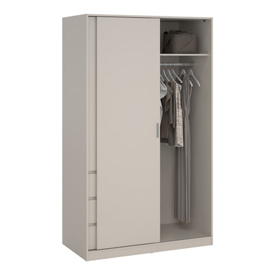Naia Wardrobe with 1 Sliding Door 1 Std Door & 3 Drawers in Cashmere