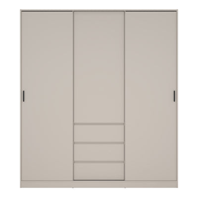 Naia Wardrobe with 2 sliding Doors 1 Door 3 Drawers in Cashmere