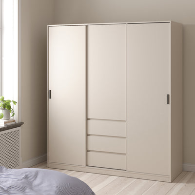 Naia Wardrobe with 2 sliding Doors 1 Door 3 Drawers in Cashmere