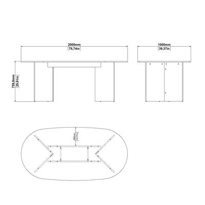 Family Dining table 100x200cm in Cashmere