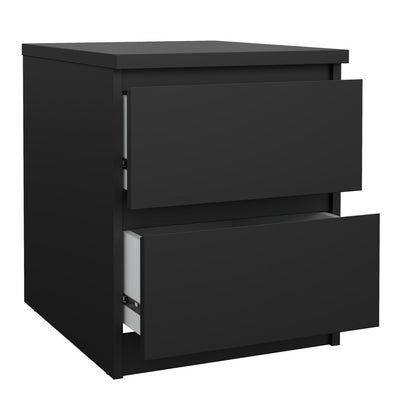 Naia Bedside 2 drawers in Matt Black – FTG, view 4