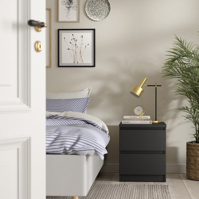 Naia Bedside 2 drawers in Matt Black – FTG, view 5