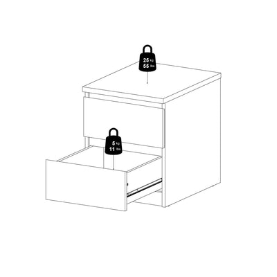 Naia Bedside 2 drawers in Concrete/White high gloss – FTG, view 10