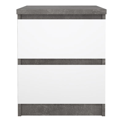 Naia Bedside 2 drawers in Concrete/White high gloss – FTG, view 2