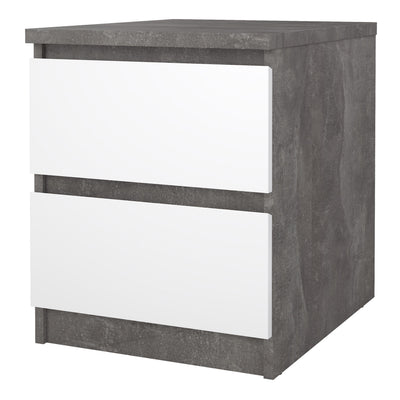 Naia Bedside 2 drawers in Concrete/White high gloss – FTG, view 3