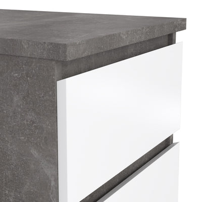 Naia Bedside 2 drawers in Concrete/White high gloss – FTG, view 6