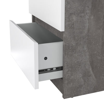 Naia Bedside 2 drawers in Concrete/White high gloss – FTG, view 7
