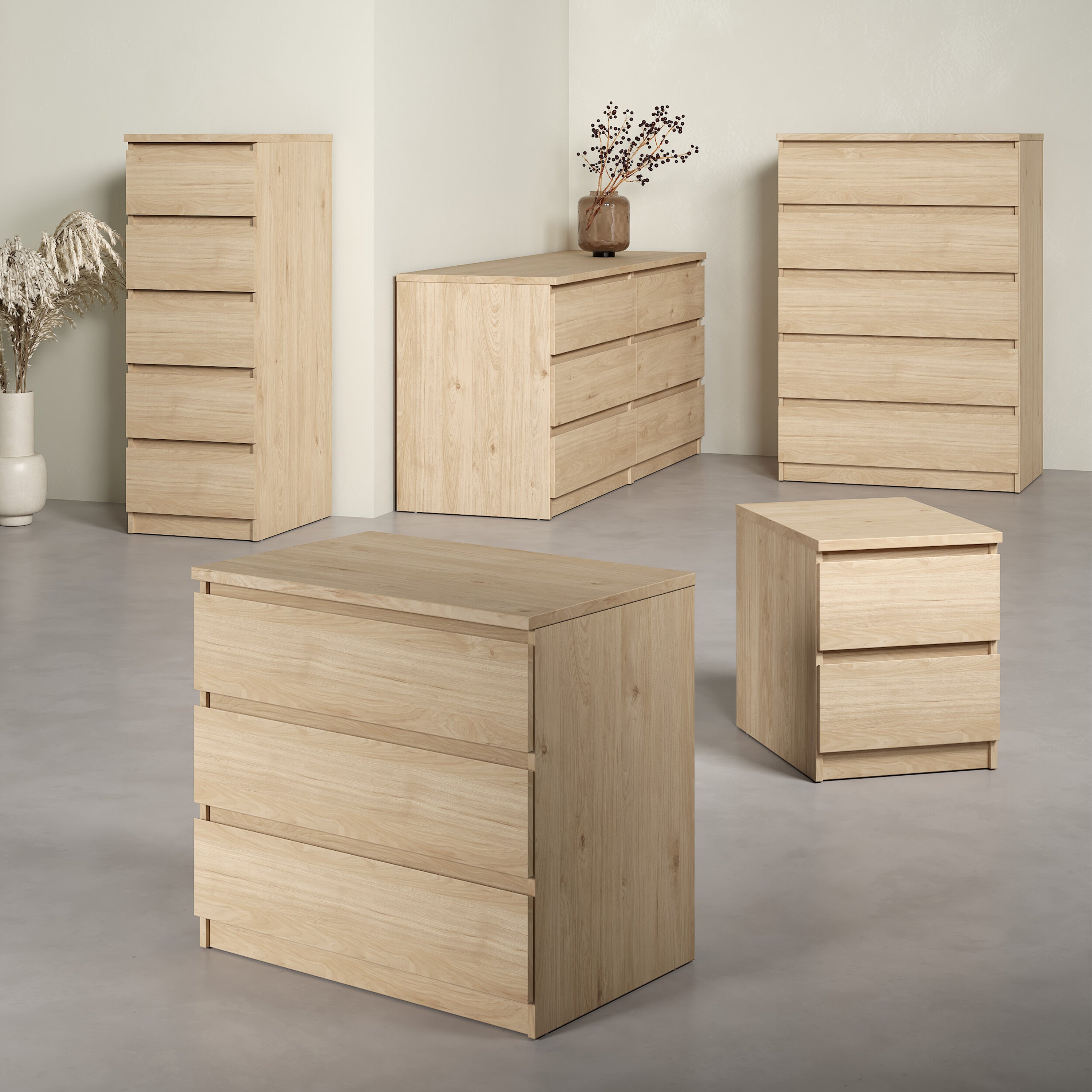 Naia Bedside 2 drawers in Jackson Hickory – FTG, view 6