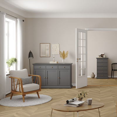 Paris Sideboard with 3 doors and 3 drawers in Matt Grey – FTG, view 7