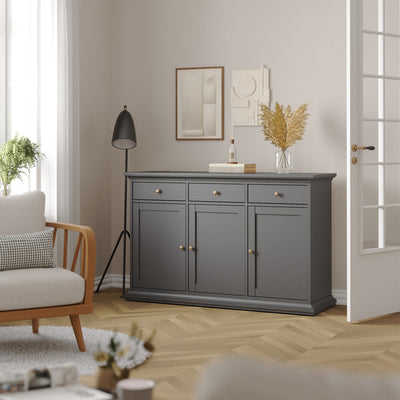 Paris Sideboard with 3 doors and 3 drawers in Matt Grey – FTG, view 8
