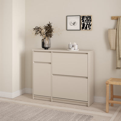 Naia Shoe cabinet 2 Tilting Doors 1 Door + 1 Drawer in Cashmere