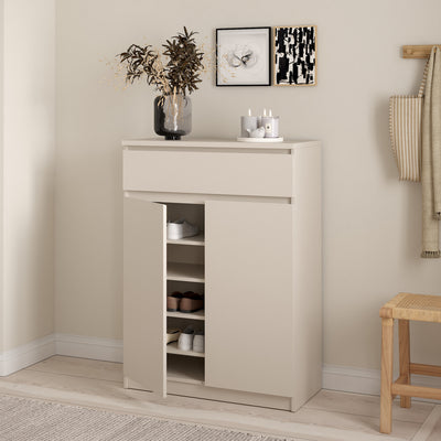 Naia Shoe cabinet with 2 Doors 1 Drawer in Cashmere