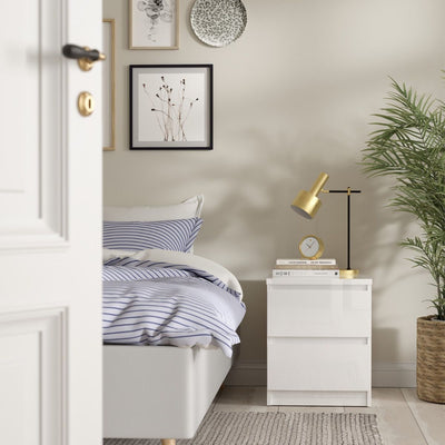 Naia Bedside 2 drawers in White high gloss – FTG, view 3